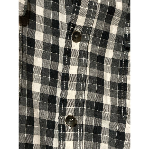 Kenneth Cole Mens Button-Up Shirt Black Plaid Long Sleeve Point Collar Pockets M - Picture 6 of 9